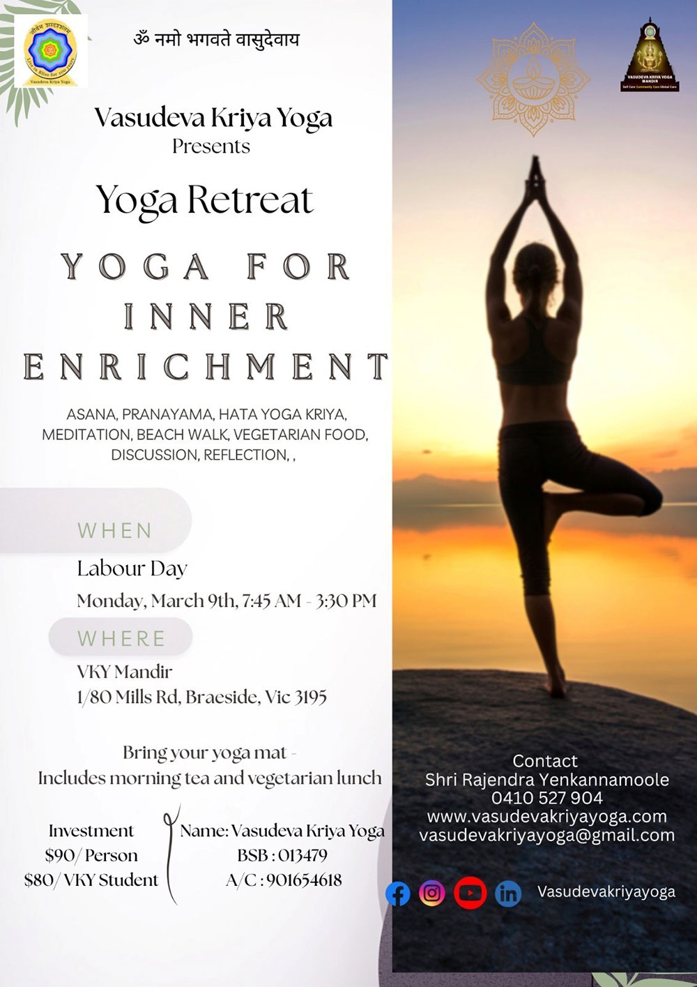 9th March 26 - Retreat - Yoga for Inner Enrichment